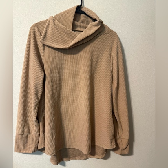 Cupio Tan Knit Cowl Neck Sweater Relaxed Fit - Picture 1 of 4